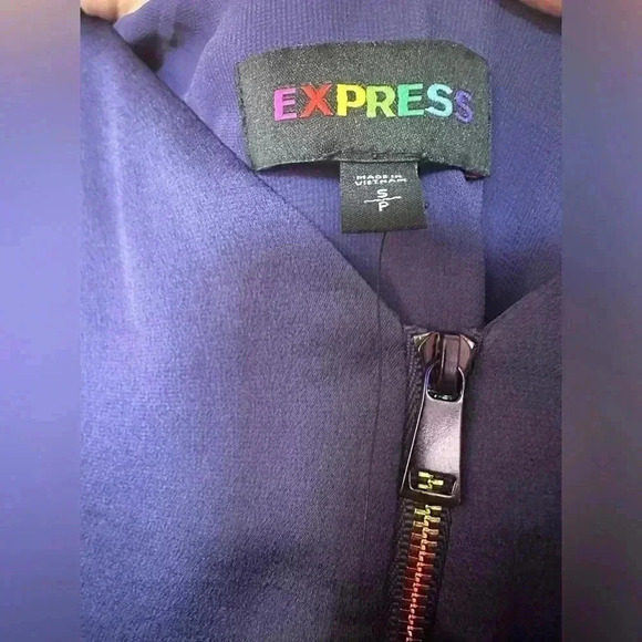 Express Women’s Small Blue V Neck Camisole Rainbow Zipper Front Rainbowcore Cami - Picture 5 of 8